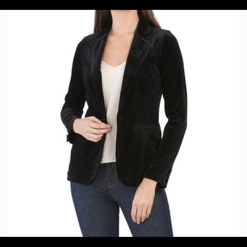 Tahari Arthur Levine Velvet Black Blazer Sz L